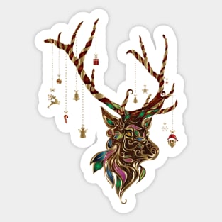 Mosaic Reindeer Head Sticker